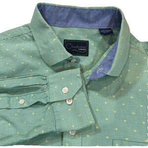 Charleston Threads Shirt Men's Sz XL Green Check Button Front Long Sleeve Casual